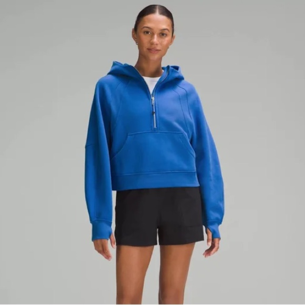 lululemon half zip hooded scuba in blazer blue tone